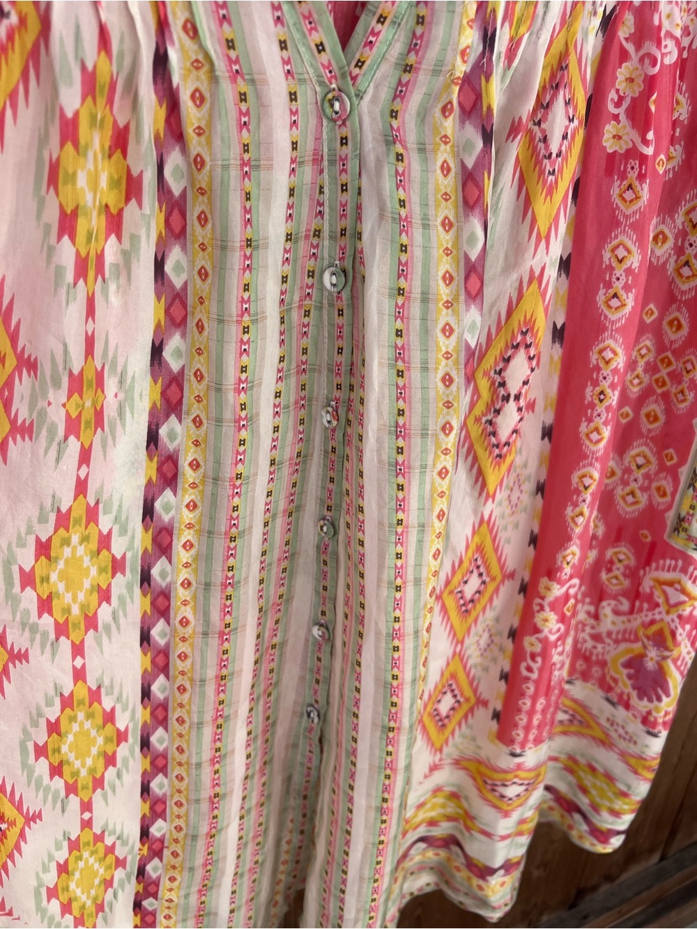 Johnny Was Pintuck V-Neck 100% Silk Akris Tunic Size L - Picture 6 of 11